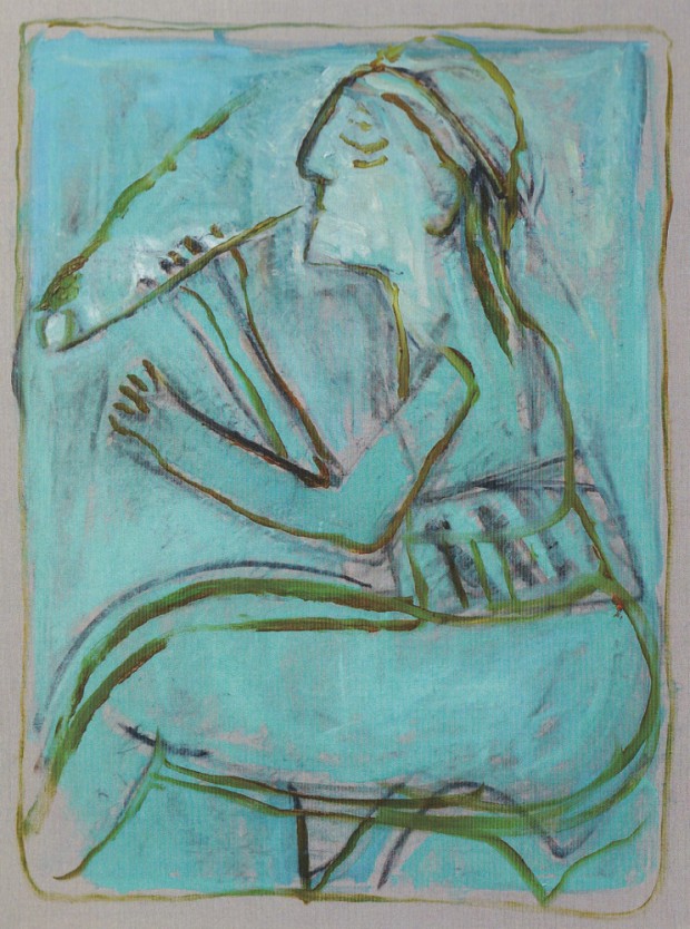 Pipe smoker (After Larionov) by Heckels Horse. A joint painting by Billy Childish and Edgeworth.