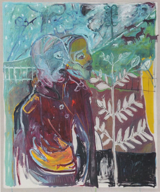 Mikhail Goncharov and his platoon commander (After Goncharova) by Childish Edgeworth. Joint painting by Billy Childish, and Edgeworth.