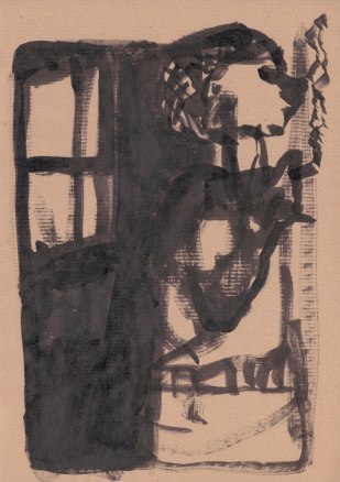 Woman by a window - ink sketch by Edgeworth.
